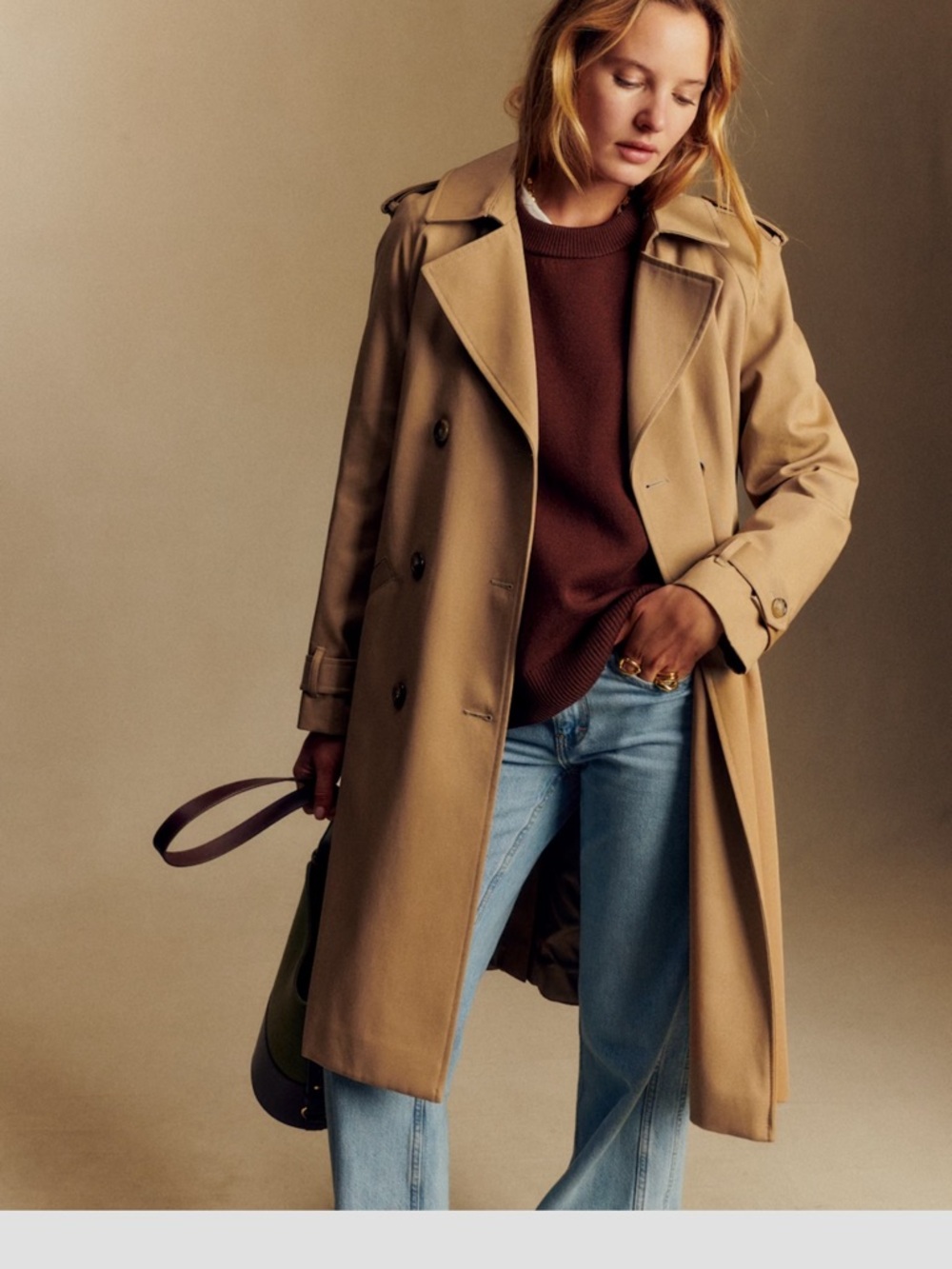 Sezane Scott Beige/Camel Trench Coat